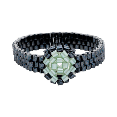 Anillo Diamantes 1 Cuadrado Negro Ajustable Aqua